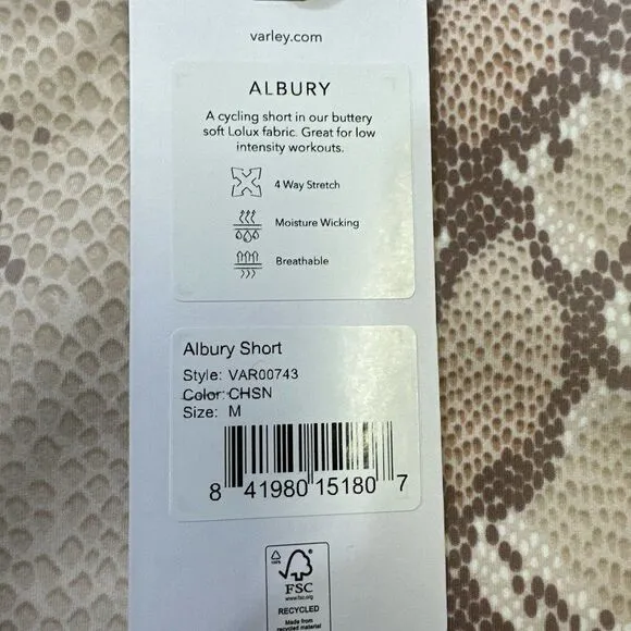 VARLEY Albury Champagne Snake Bike Shorts Women's size Medium NWT