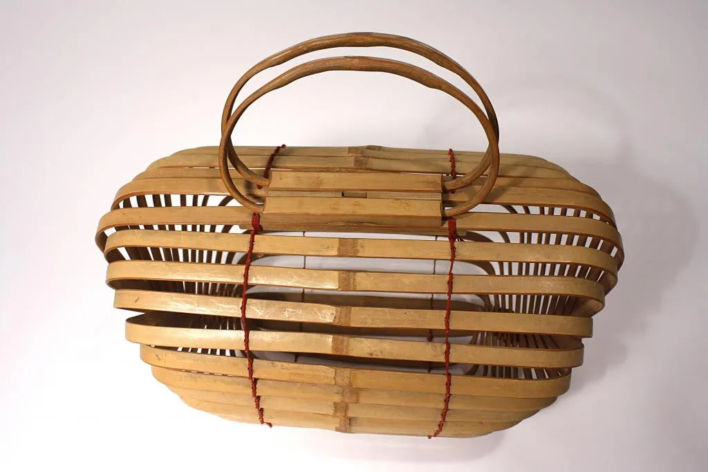 Vintage Bamboo Basket Handbag