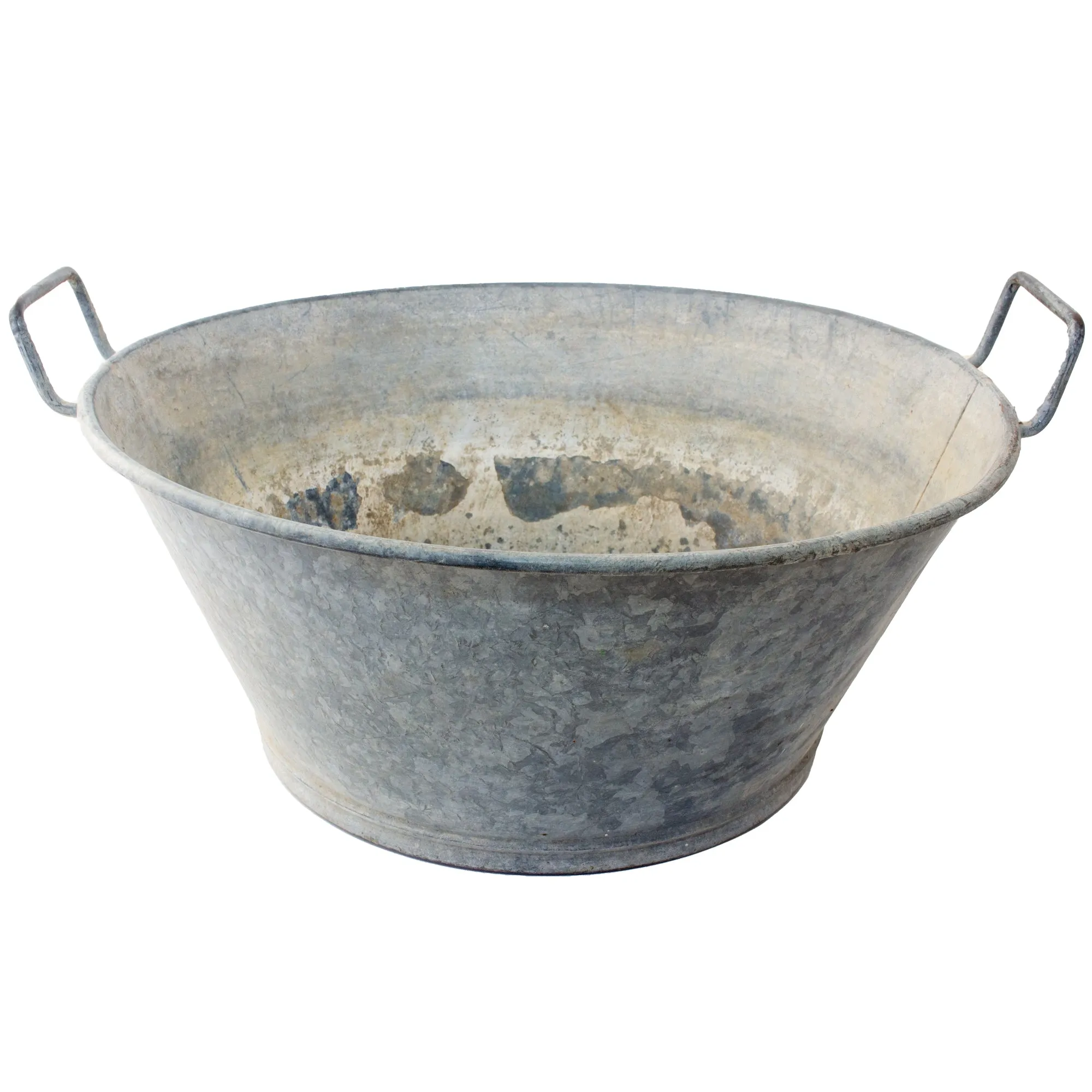 Vintage French Zinc Bucket with Custom "Salud" Calligraphy