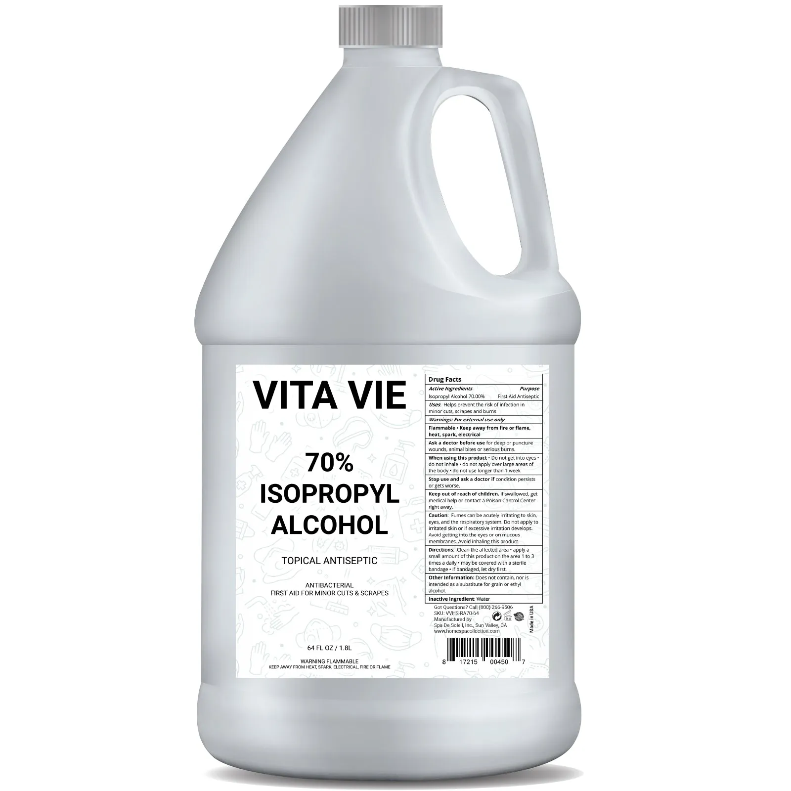 Vita Vie Rubbing Alcohol, 70% Isopropyl Alcohol