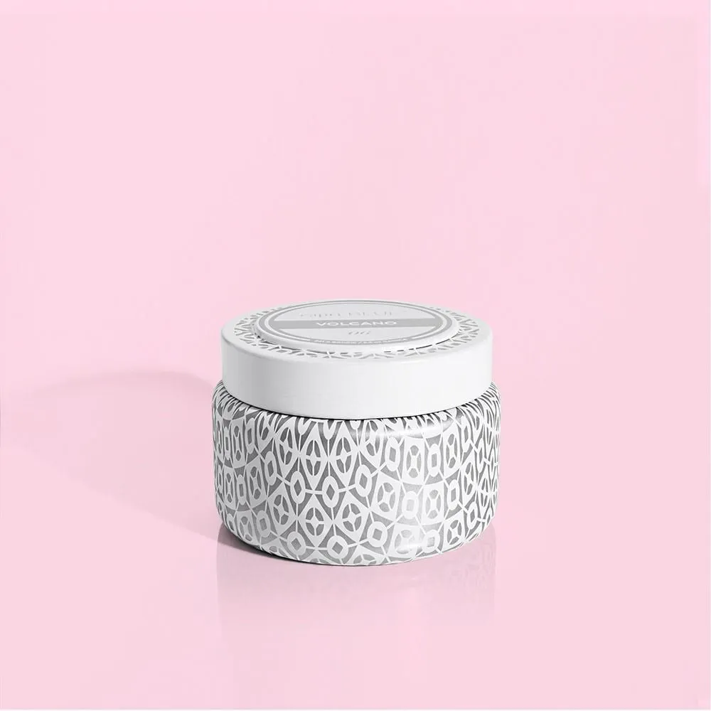 Volcano White Signature Printed Travel Tin Candle 8oz