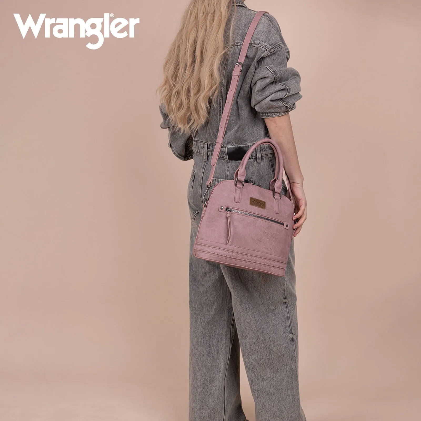 WG186-9112  Wrangler Top Handle Classic Barrel Satchel Bag/Crossbody