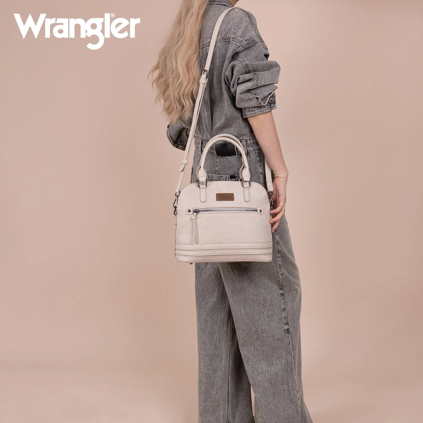 WG186-9112  Wrangler Top Handle Classic Barrel Satchel Bag/Crossbody