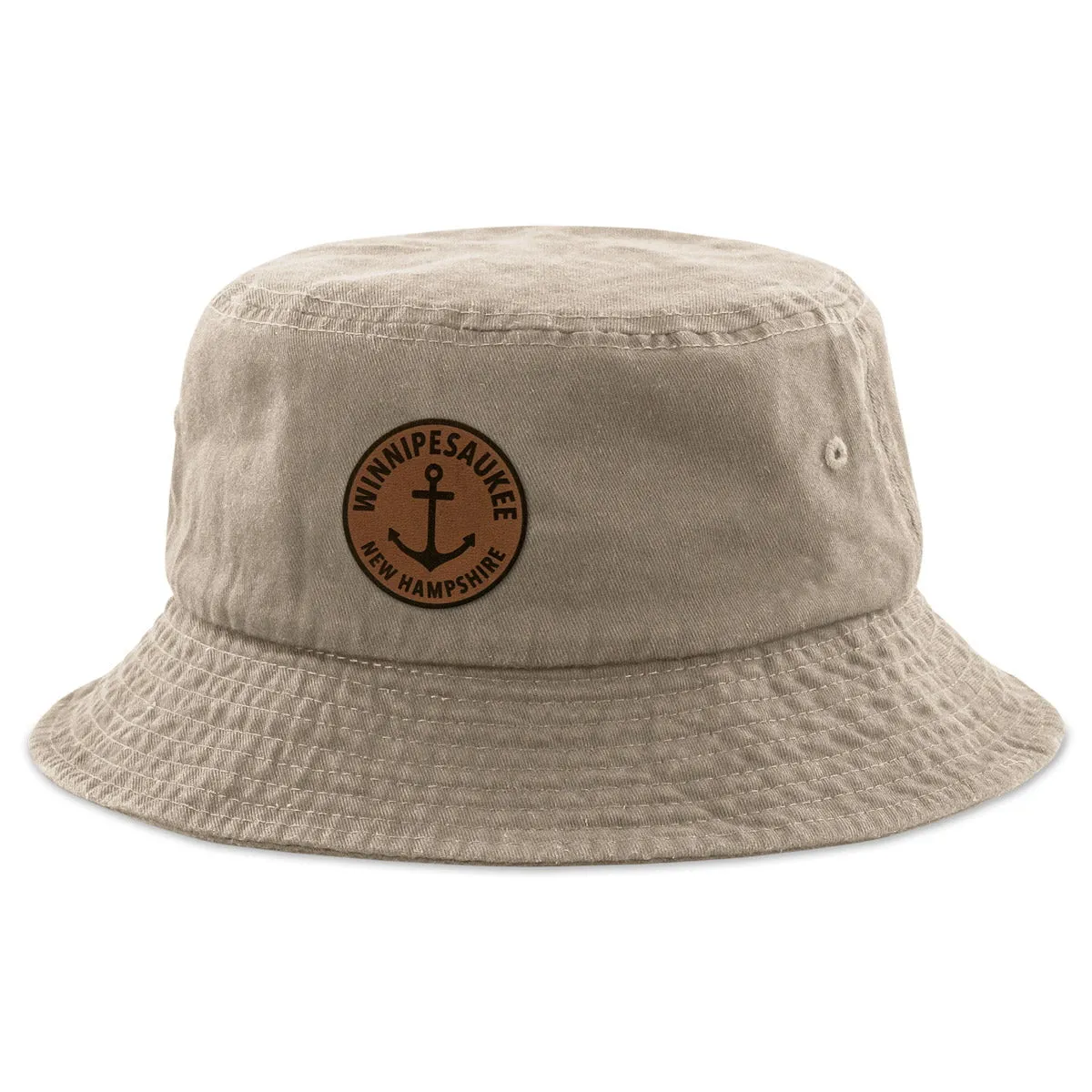 Winnipesaukee Anchor Leather Patch Bucket Hat
