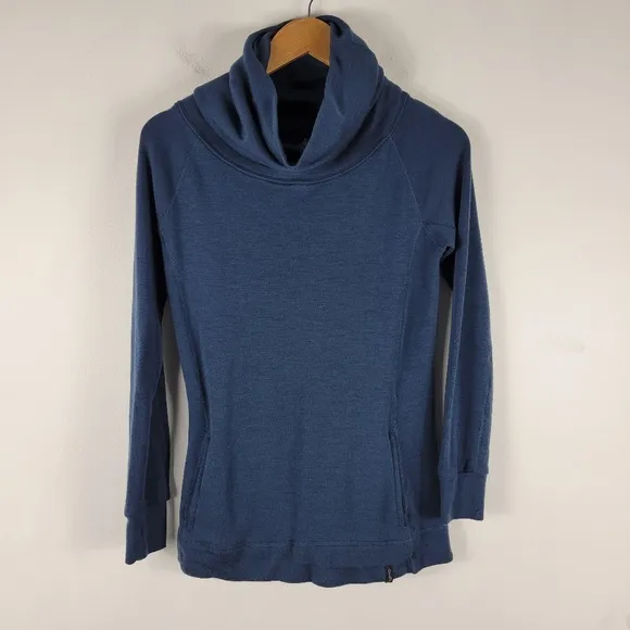 Woolly Mammoth Pro Knit Merino Wool Cowl Neck Pocket Front Base Layer Sweater