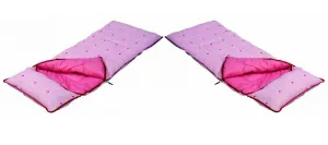 X2 4 Seasons Deluxe Junior Pink Dotty Sleeping Bag/Pillow Camping Children Kids