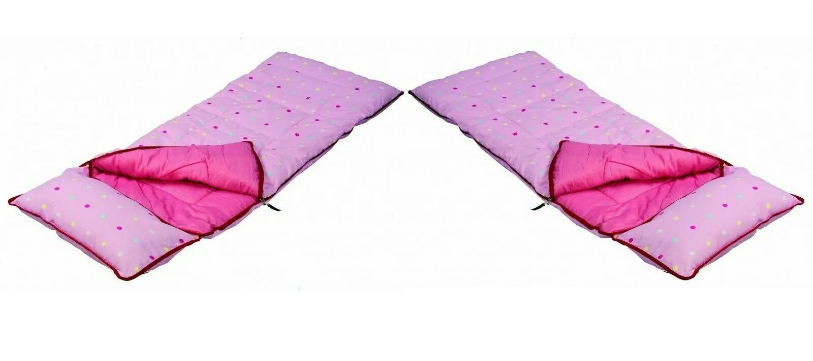 X2 4 Seasons Deluxe Junior Pink Dotty Sleeping Bag/Pillow Camping Children Kids