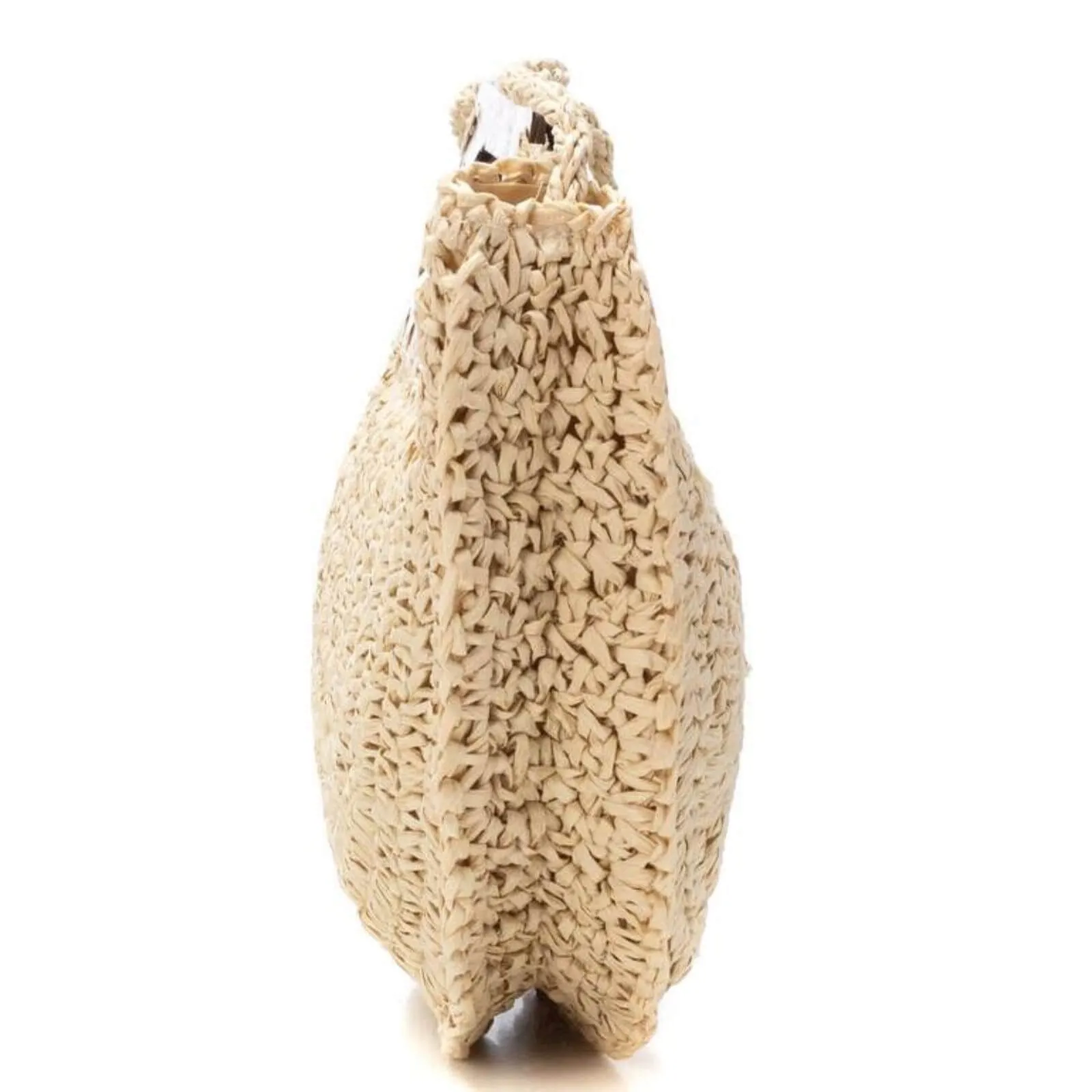 XTI Raffia Crossbody With Wooden Handle - Cream