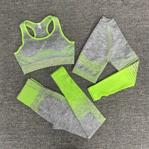 Yoga Fitness Set with Seamless Crop Top and High Waist Leggings