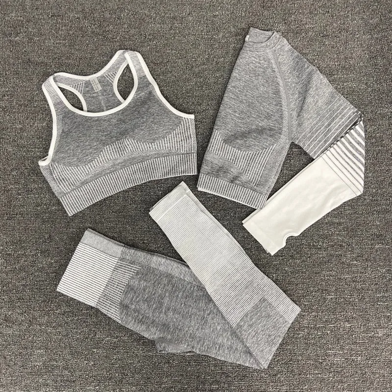 Yoga Fitness Set with Seamless Crop Top and High Waist Leggings