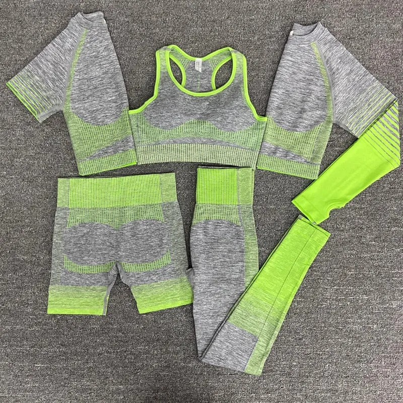 Yoga Fitness Set with Seamless Crop Top and High Waist Leggings