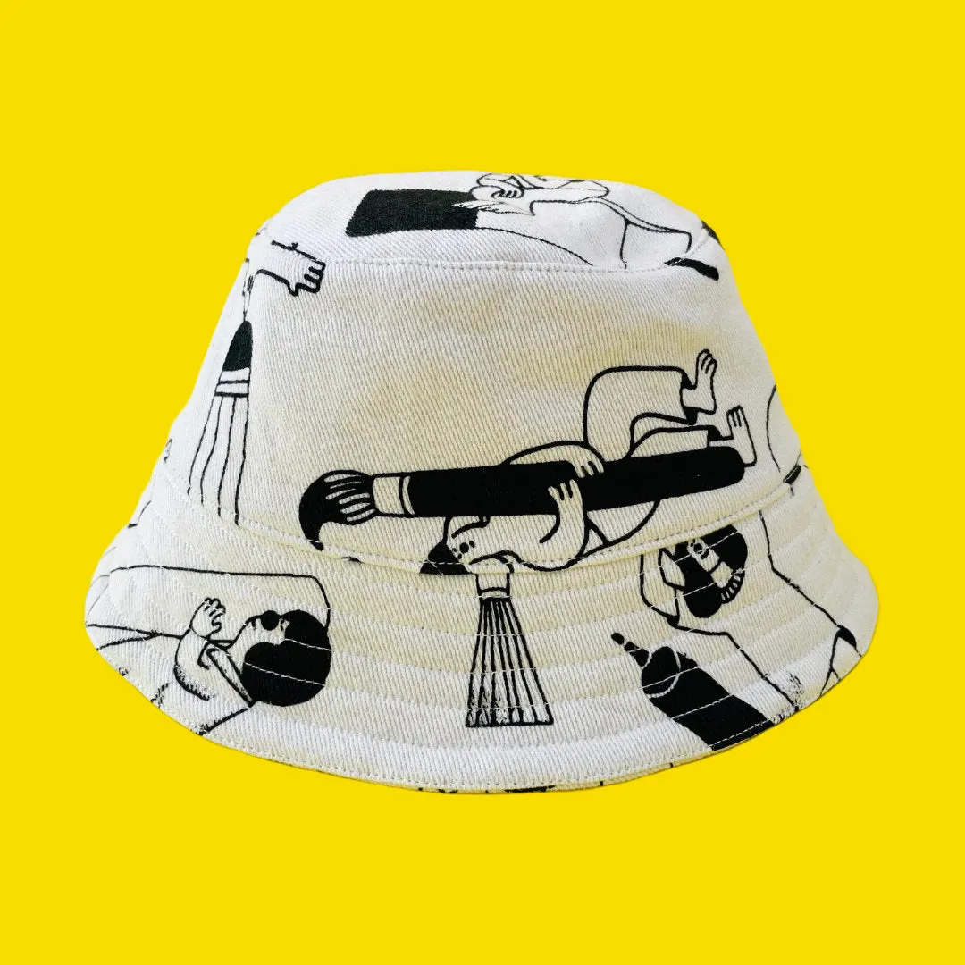 YUK FUN Bucket Hat Pencil Party Print