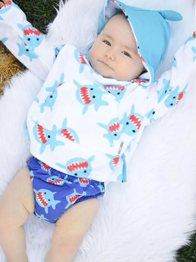Zoocchini - Terry Bath & Swim Cover up with Character 3D Hood - Sherman the Shark