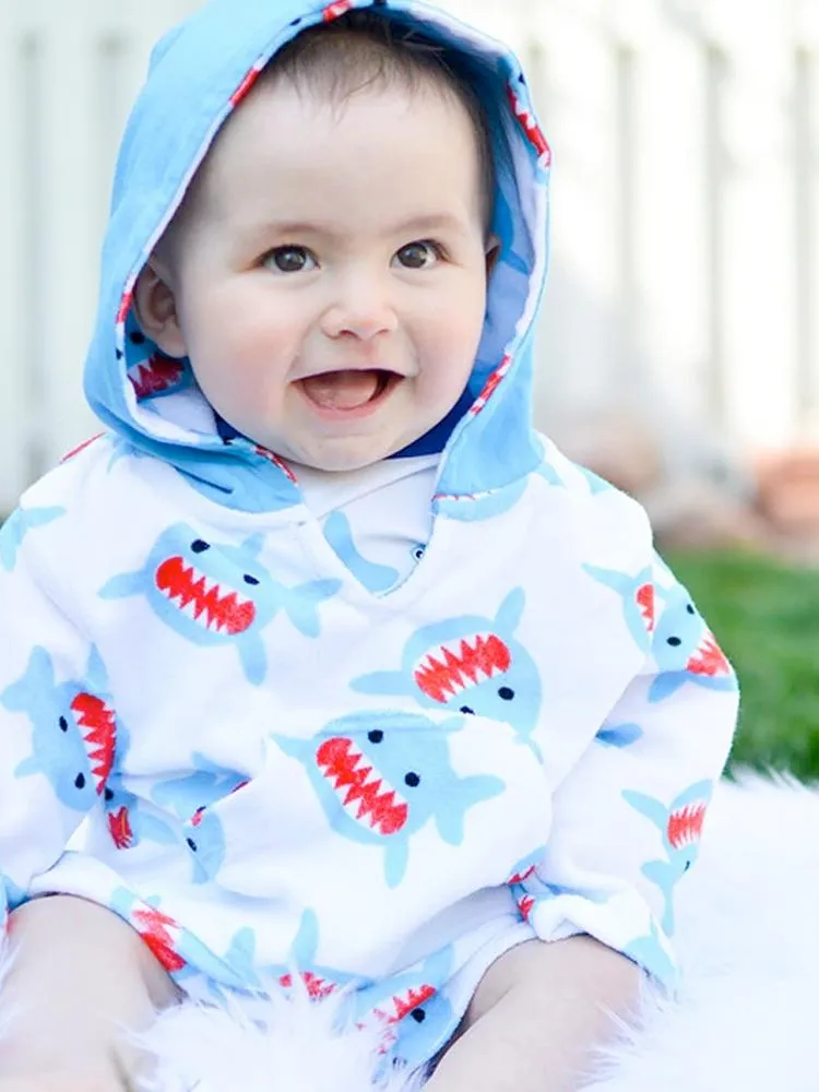 Zoocchini - Terry Bath & Swim Cover up with Character 3D Hood - Sherman the Shark