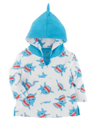 Zoocchini - Terry Bath & Swim Cover up with Character 3D Hood - Sherman the Shark