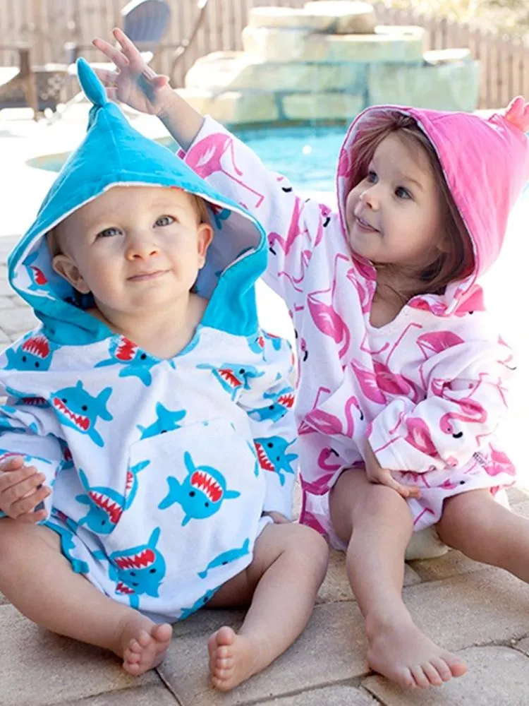 Zoocchini - Terry Bath & Swim Cover up with Character 3D Hood - Sherman the Shark